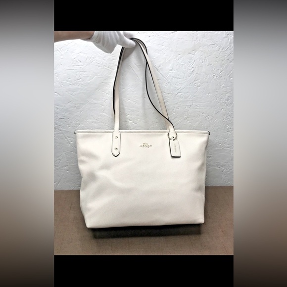 Coach Handbags - Coach City Zip Tote Shoulder Bag Large Chalk White Ivory Leather F58846